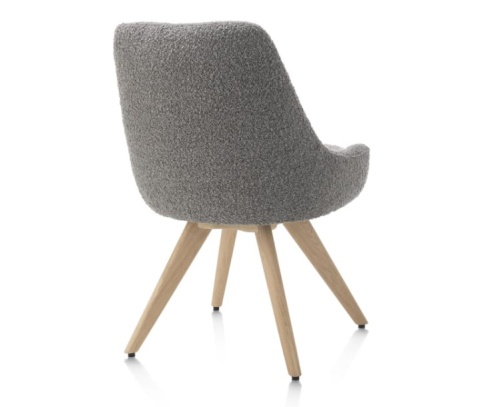 [na zamówienie] Krzesło obrotowe Rocco bez podłokietników, tkanina Brioni boucle kolor szary,, nogi dąb naturalny