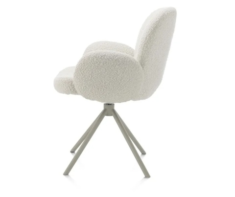 [na zamówienie] Krzesło obrotowe JAXON – tkanina Bouclé, kolor Ivory, podstawa Silk Grey