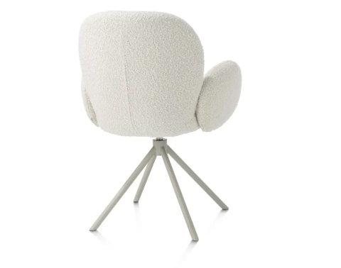 [na zamówienie] Krzesło obrotowe JAXON – tkanina Bouclé, kolor Ivory, podstawa Silk Grey