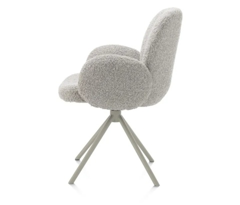 [na zamówienie] Krzesło obrotowe JAXON – tkanina Bouclé, kolor Kiezel, podstawa Silk Grey