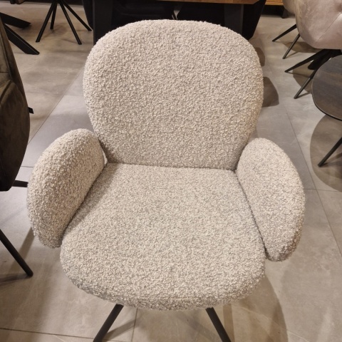 [na zamówienie] Krzesło obrotowe JAXON – tkanina Bouclé, kolor Kiezel, podstawa Silk Grey