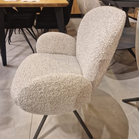 [na zamówienie] Krzesło obrotowe JAXON – tkanina Bouclé, kolor Kiezel, podstawa Silk Grey