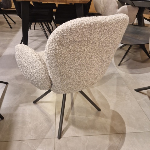 [na zamówienie] Krzesło obrotowe JAXON – tkanina Bouclé, kolor Kiezel, podstawa Silk Grey