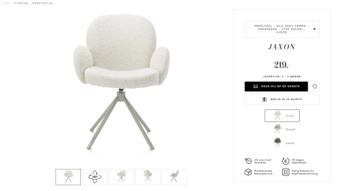 [na zamówienie] Krzesło obrotowe JAXON – tkanina Bouclé, kolor Ivory, podstawa antracyt