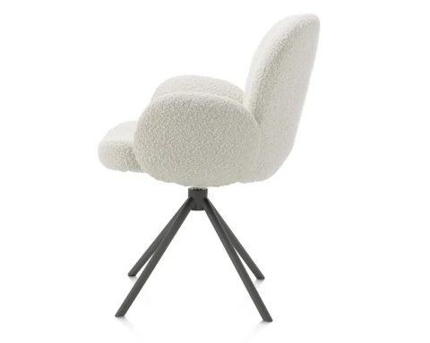 [na zamówienie] Krzesło obrotowe JAXON – tkanina Bouclé, kolor Ivory, podstawa antracyt