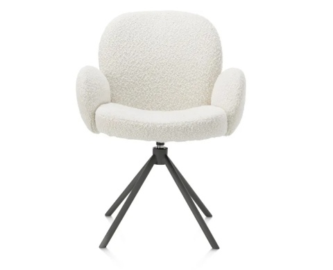 [na zamówienie] Krzesło obrotowe JAXON – tkanina Bouclé, kolor Ivory, podstawa antracyt
