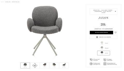 [na zamówienie] Krzesło obrotowe JAXON – tkanina Bouclé, kolor Lever, podstawa Silk Grey