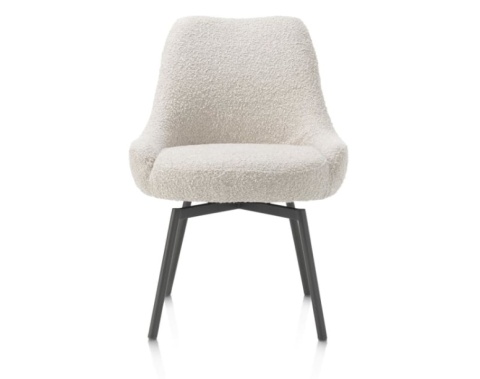 [na zamówienie] Krzesło obrotowe Rocco bez podłokietników, tkanina Brioni boucle kremowy, nogi metal grafit