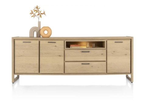 Komoda Henders& Hazel NYSTEAD z oświetleniem LED, dąb Dune Natural / lak platynowy Komoda Henders& Hazel NYSTEAD z oświetleniem LED, dąb Dune Natural / lak platynowy