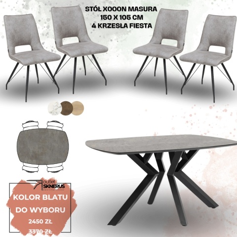Zestaw stół MASURA Xooon 150 x 105 cm i 4 krzesła Fiesta Zestaw stół MASURA Xooon 150 x 105 cm i 4 krzesła Fiesta