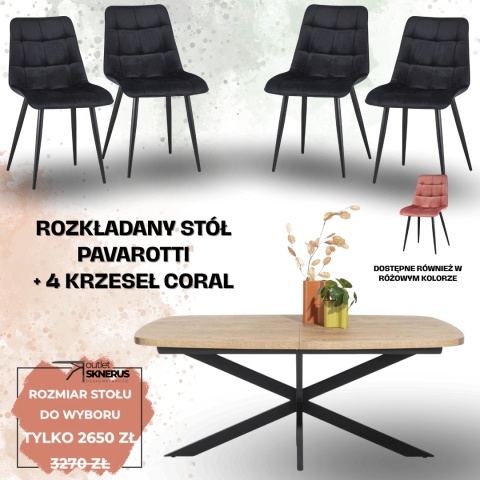 Zestaw stół PAVAROTTI (pająk) + 4 krzesła Coral Zestaw stół PAVAROTTI (pająk) + 4 krzesła Coral