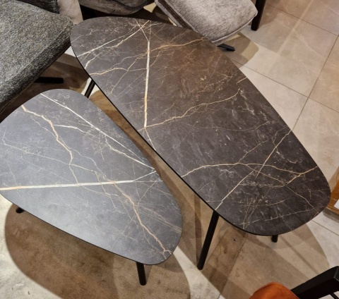 Zestaw dwóch stolików kawowych Palazio – Blat Primo Laminato o wyglądzie marmuru Onyx Zestaw dwóch stolików kawowych Palazio – Blat Primo Laminato o wyglądzie marmuru Onyx