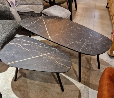 Zestaw dwóch stolików kawowych Palazio – Blat Primo Laminato o wyglądzie marmuru Onyx Zestaw dwóch stolików kawowych Palazio – Blat Primo Laminato o wyglądzie marmuru Onyx