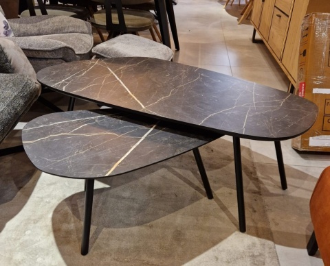 Zestaw dwóch stolików kawowych Palazio – Blat Primo Laminato o wyglądzie marmuru Onyx Zestaw dwóch stolików kawowych Palazio – Blat Primo Laminato o wyglądzie marmuru Onyx