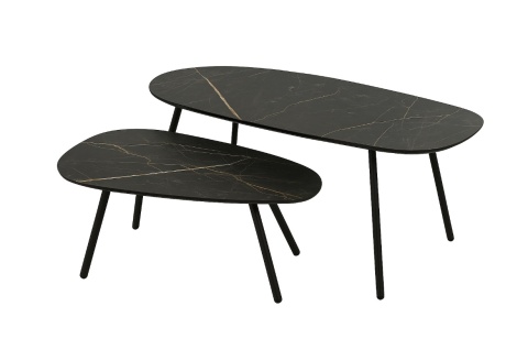 Zestaw dwóch stolików kawowych Palazio – Blat Primo Laminato o wyglądzie marmuru Onyx Zestaw dwóch stolików kawowych Palazio – Blat Primo Laminato o wyglądzie marmuru Onyx