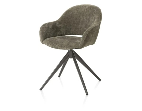 (R, od ręki) Fotel obrotowy z podłokietnikami FINN w tkaninie Livigno, ciemnozielony z grafitową podstawą