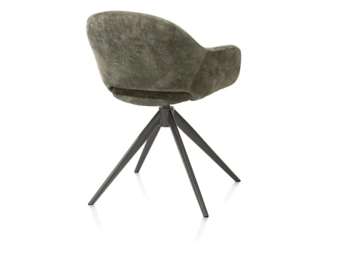 (R, od ręki) Fotel obrotowy z podłokietnikami FINN w tkaninie Livigno, ciemnozielony z grafitową podstawą