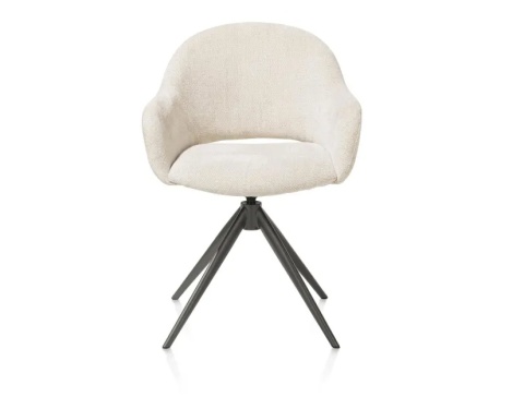 (R, od ręki) Fotel obrotowy z podłokietnikami FINN w tkaninie Livigno, kremowy z grafitową podstawą