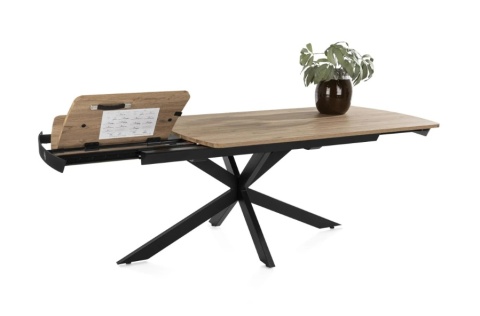 [R] Stół industrialny rozkładany ASPEN 170-230 cm, blat lity dąb, noga pająk