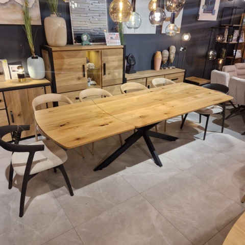 [K] Stół industrialny rozkładany ASPEN 200-278 cm, blat lity dąb, noga pająk