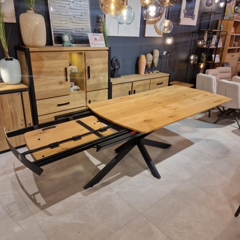 [K] Stół industrialny rozkładany ASPEN 200-278 cm, blat lity dąb, noga pająk