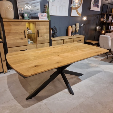 [K] Stół industrialny rozkładany ASPEN 200-278 cm, blat lity dąb, noga pająk