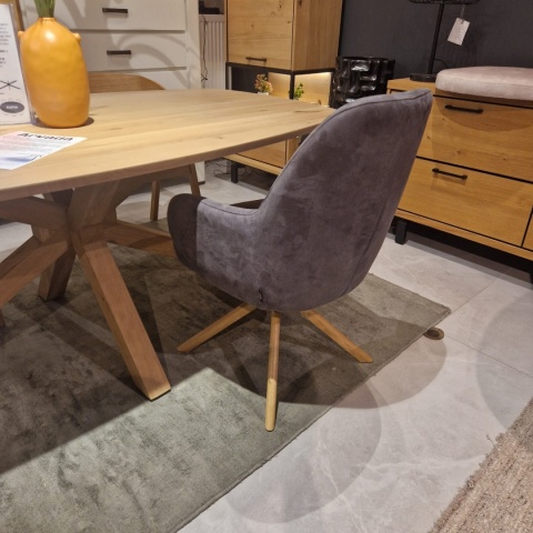 [na zamówienie] Fotel obrotowy Melle, mikrofibra Calabria - Antracyt/ drewniana podstawa