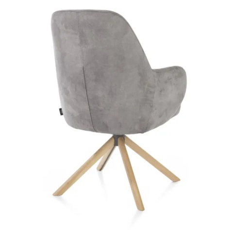[na zamówienie] Fotel obrotowy Melle, mikrofibra Calabria - Charcoal/ drewniana podstawa