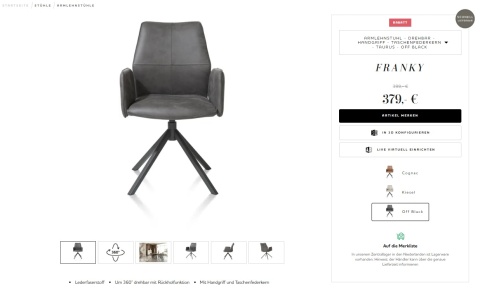 Fotel obrotowy do jadalni Xooon FRANKY z podłokietnikami, tapicerowany tkaniną Taurus i miksem skóry w kolorze złamanej czerni Fotel obrotowy do jadalni Xooon FRANKY z podłokietnikami, tapicerowany tkaniną Taurus i miksem skóry w kolorze złamanej czerni