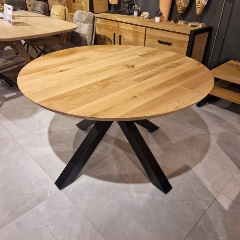 [K, od ręki] Okrągły stół dębowy Xooon Arvada 125 cm w kolorze naturalnym z wyborem nóg