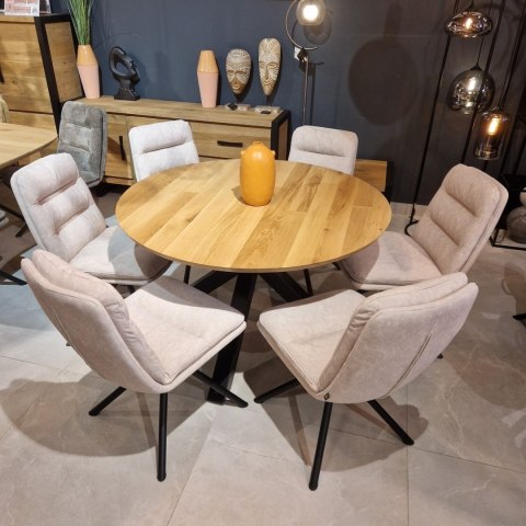 [K, od ręki] Okrągły stół dębowy Xooon Arvada 125 cm w kolorze naturalnym z wyborem nóg