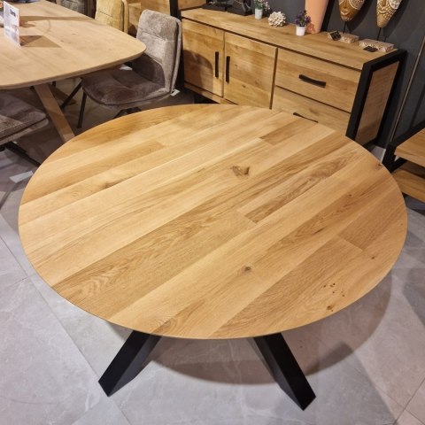 [K, od ręki] Okrągły stół dębowy Xooon Arvada 125 cm w kolorze naturalnym z wyborem nóg