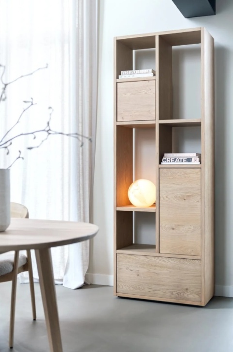 (M, defekt) Parawan ażurowy / Regał LUGANA Xooon 76x216 cm, fornir dębowy