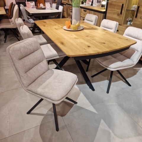 [K] Stół industrialny rozkładany ASPEN 200-278 cm, blat lity dąb, noga pająk