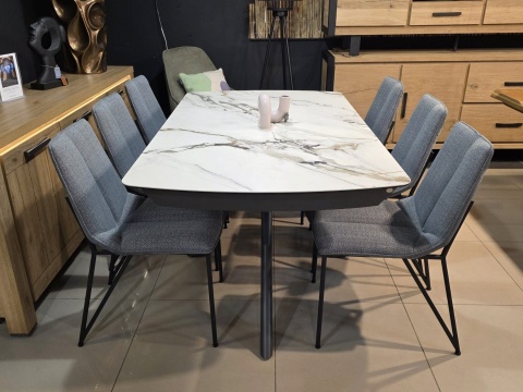 Krzesło do Jadalni YLVA, ergonomiczne, tapicerowane tkaniną Calabria/Toba Antracyt,