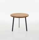 Stolik Boczny/Kawowy HALMSTAD okrągły, fornir dębowy, metalowe nogi (Xooon)