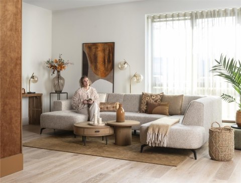 Stolik Kawowy ZADE Okrągły Ø 75 cm, fornir dębowy Dune, 1 szuflada