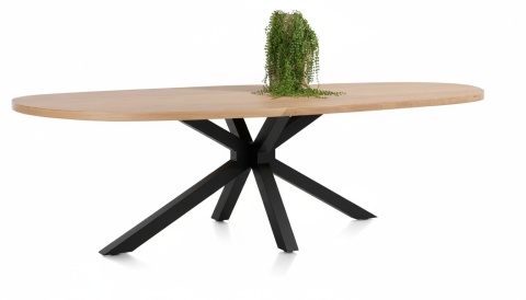 [M] Henders & Hazel Stół Jadalniany Owalny Metalox/ Nyborg 240x110 cm, Centralna Noga Metalowa, Fornir Dąb Naturalny