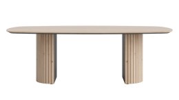 Stół do jadalni owalny Henders & Hazel Pavie 240x120 cm, fornir dębowy Natural, noga cylindryczna