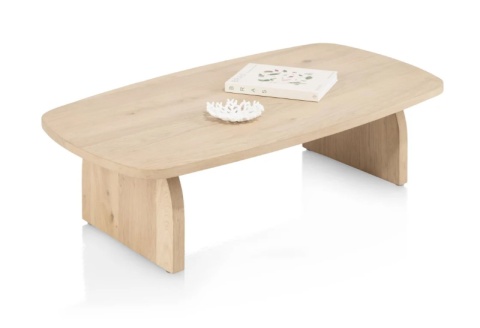 [od ręki] Komplet stolików kawowych CASTELLO (Zestaw 2 szt.), fornir Dąb Piaskowy (Sand Oak), organiczny kształt