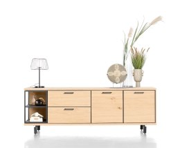 Nowoczesna komoda 230 cm Henders& Hazel Ridgefield Natural z oświetleniem LED, fornir dębowy i metal