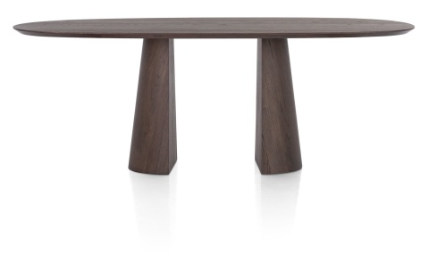 [M] Stół do jadalni TRENTON 240x110 cm, fornir dębowy, kolor Clay, organiczny kształt