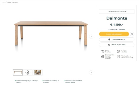 [M, od ręki] Henders & Hazel Stół do Jadalni Delmonte (230x100 cm, Primo Laminato, Oak Natural Vintage)