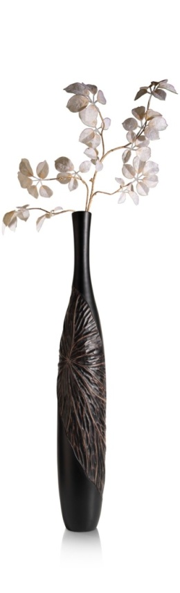 [na zamówienie] Wazon Dekoracyjny Podłogowy FAYE 107 cm, Struktura Liści, Polyresin Czarny – Coco Maison (50035-ZWA)