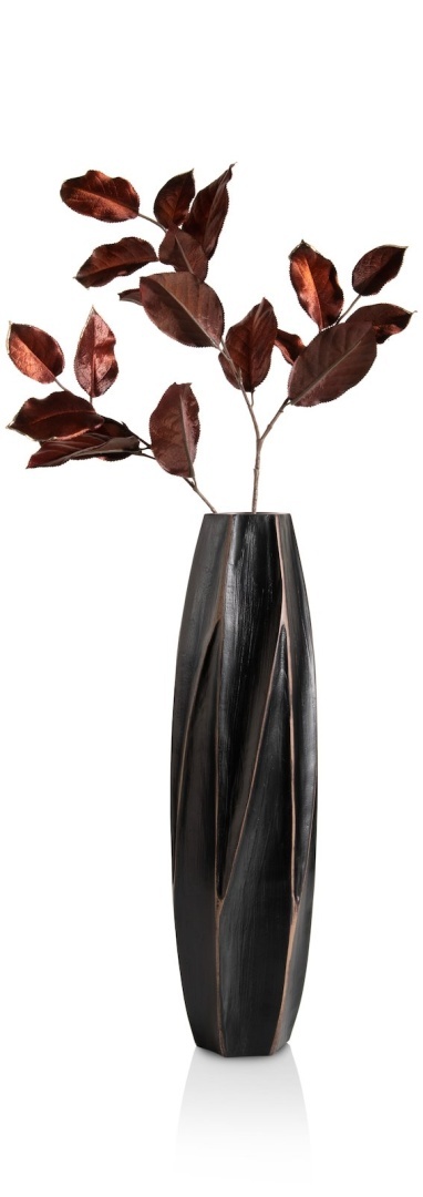 [na zamówienie] Wazon MERLE 52 cm, Prostokątny, Struktura Linearna, Polyresin Czarny – Coco Maison (50029-ZWA)