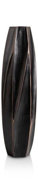 [na zamówienie] Wazon MERLE 52 cm, Prostokątny, Struktura Linearna, Polyresin Czarny – Coco Maison (50029-ZWA)
