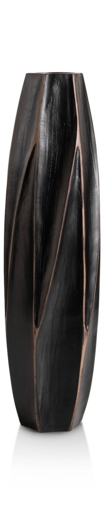 [na zamówienie] Wazon MERLE 52 cm, Prostokątny, Struktura Linearna, Polyresin Czarny – Coco Maison (50029-ZWA)