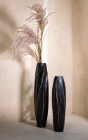 [na zamówienie] Wazon MERLE 52 cm, Prostokątny, Struktura Linearna, Polyresin Czarny – Coco Maison (50029-ZWA)