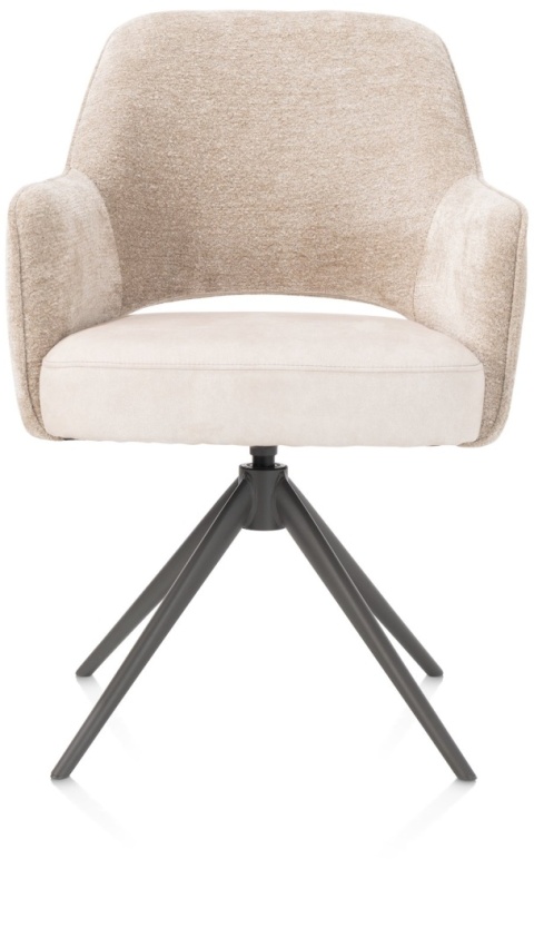 [na zamówienie] Happy@Home Fotel Jadalniany Obrotowy Brad (Champagne/Kremowy, Mikrofibra Calabria & Szenila Enzo)