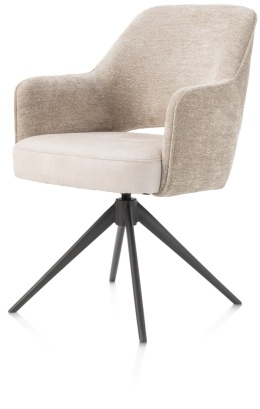 [na zamówienie] Happy@Home Fotel Jadalniany Obrotowy Brad (Champagne/Kremowy, Mikrofibra Calabria & Szenila Enzo)